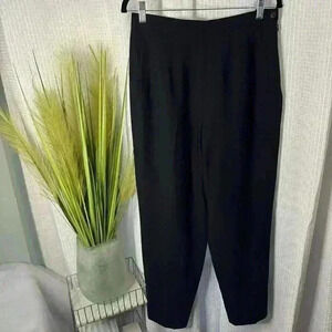 Talbots Womens Size 12 100% Pure Wool Black Lined Dress Pants Side Zip